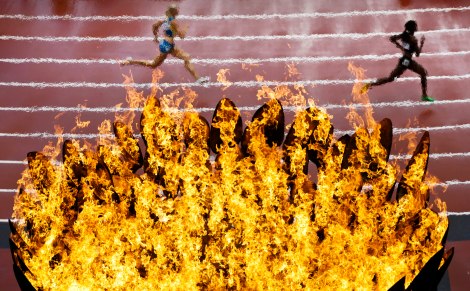 during the athletics in the Olympic Stadium at the 2012 Summer Olympics, London, Friday, Aug. 3, 2012. (AP Photo/Daniel Ochoa De Olza)