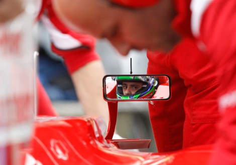 during practice for the Chinese Grand Prix in Shanghai, China, Friday, April 13, 2012. (AP Photo/Andy Wong)