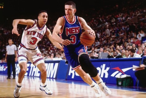 Dražen Petrovic con la divisa blu dei New Jersey Nets, la squadra Nba dove giocava al momento della morte (Photo Butler/NBAE/Getty Images)