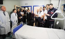 Sintini e tutta l'Itas Diatec Trento in vista all'ospedale Santa Maria della Misericordia di Perugia