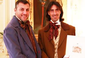 Bobo Vieri in coppia con Marco Delvecchio a dar prova di capacità ballerine in tv (Foto Sky)